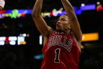 BOSTON - APRIL 28:  Derrick Rose #1 of the Chicago Bulls takes a shot in the second half against the Boston Celtics in Game Five of the Eastern Conference Quarterfinals during the 2009 NBA Playoffs at TD Banknorth Garden on April 28, 2009 in Boston, Massachusetts. The Celtics defeated the Bulls 106-104 in overtime. NOTE TO USER: User expressly acknowledges and agrees that, by downloading and or using this photograph, User is consenting to the terms and conditions of the Getty Images License Agreement.  (Photo by Elsa/Getty Images)