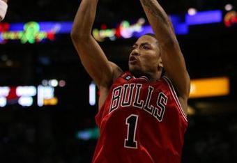 BOSTON - APRIL 28:  Derrick Rose #1 of the Chicago Bulls takes a shot in the second half against the Boston Celtics in Game Five of the Eastern Conference Quarterfinals during the 2009 NBA Playoffs at TD Banknorth Garden on April 28, 2009 in Boston, Massachusetts. The Celtics defeated the Bulls 106-104 in overtime. NOTE TO USER: User expressly acknowledges and agrees that, by downloading and or using this photograph, User is consenting to the terms and conditions of the Getty Images License Agreement.  (Photo by Elsa/Getty Images)