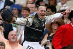 LOUISVILLE, KY - MAY 02:  Jockey Calvin Borel atop Mine That Bird celebrates his win in the 135th running of the Kentucky Derby on May 2, 2009 at Churchill Downs in Louisville, Kentucky.  (Photo by Andy Lyons/Getty Images)