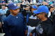 NEW YORK - APRIL 17:  Manager Jerry Manual of the New York Mets greets bench coach Willie Randolph of the Milwaukee Brewers before their game on April 17, 2009 at Citi Field in the Flushing neighborhood of the Queens borough of New York City.  (Photo by Jim McIsaac/Getty Images)