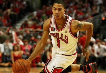 CHICAGO - APRIL 30: Derrick Rose #1 of the Chicago Bulls drives against the Boston Celtics in Game Six of the Eastern Conference Quarterfinals during the 2009 NBA Playoffs at the United Center on April 30, 2009 in Chicago, Illinois. The Bulls defeated the Celtics 128-127 in triple-overtime. NOTE TO USER: User expressly acknowledges and agreees that, by downloading and/or using this Photograph, User is consenting to the terms and conditions of the Getty Images License Agreement. (Photo by Jonathan Daniel/Getty Images)