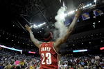 AUBURN HILLS, MI - APRIL 26:  LeBron James #23 of the Cleveland Cavaliers does his pre game ritual prior to playing the Detroit Pistons in Game Four of the Eastern Conference Quarterfinals during the 2009 NBA Playoffs at the Palace of Auburn Hills on April 26, 2009 in Auburn Hills, Michigan. NOTE TO USER: User expressly acknowledges and agrees that, by downloading and or using this photograph, User is consenting to the terms and conditions of the Getty Images License Agreement.  (Photo by Gregory Shamus/Getty Images)
