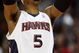 ATLANTA - MAY 03:  Josh Smith #5 of the Atlanta Hawks takes a moment and looks up with less than a minute to play against the Miami Heat during Game Seven of the Eastern Conference Quarterfinals at Philips Arena on May 3, 2009 in Atlanta, Georgia. The Hawks defeated the Heat 91-78. NOTE TO USER: User expressly acknowledges and agrees that, by downloading and/or using this Photograph, user is consenting to the terms and conditions of the Getty Images License Agreement.  (Photo by Doug Benc/Getty Images)
