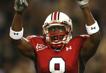 ORLANDO, FL - DECEMBER 29:  Wide receiver Darrius Heyward-Bey #8 of the Maryland Terrapins celebrates his touchdown catch in the second quarter against the Purdue Boilermakers in the Champs Sports Bowl at Florida Citrus Bowl December 29, 2006 in Orlando, Florida.  (Photo by Doug Benc/Getty Images)