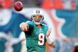 MIAMI - AUGUST 09:   Quarterback John Beck #9 of the Miami Dolphins during a pre season game against the Tampa Bay Buccaneers on August 9, 2008 at Dolphin Stadium in Miami, Florida.  (Photo by Marc Serota/Getty Images)