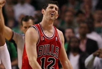 BOSTON - MAY 02:  Kirk Hinrich #12 of the Chicago Bulls reacts after a foul is called on him in the fourth quarter against the Boston Celtics in Game Seven of the Eastern Conference Quarterfinals during the 2009 NBA Playoffs at TD Banknorth Garden on May 2, 2009 in Boston, Massachusetts. The Celtics defeated the Bulls 109-99. NOTE TO USER: User expressly acknowledges and agrees that, by downloading and or using this photograph, User is consenting to the terms and conditions of the Getty Images License Agreement.  (Photo by Elsa/Getty Images)