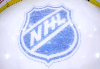 PITTSBURGH - MAY 04: The NHL logo behind the net during the game between the Pittsburgh Penguins and the New York Rangers prior to game five of the Eastern Conference Semifinals of the 2008 NHL Stanley Cup Playoffs on May 4, 2008 at the Mellon Arena in Pittsburgh, Pennsylvania. (Photo by Bruce Bennett/Getty Images)