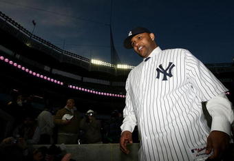 NEW YORK - DECEMBER 18:  CC Sabathia walks off the field after a press conference to announce his signing to the New York Yankees at Yankee Stadium on December 18, 2008  in the Bronx borough of New York City.  (Photo by Nick Laham/Getty Images)