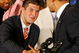 WASHINGTON - APRIL 23:  U.S. President Barack Obama (R) shakes hands with University of Florida mens football quaterback and Heisman Trophy winner Tim Tebow in the East Room of the White House April 23, 2009 in Washington, DC. Obama hosted the 2009 national champion Gators, who presented the president with a custom jersey and football.  (Photo by Chip Somodevilla/Getty Images)