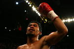 LAS VEGAS - MAY 02:  Manny Pacquiao of the Philippines reacts after knocking down Ricky Hatton of England in the second round during their junior welterweight title fight at the MGM Grand Garden Arena May 2, 2009 in Las Vegas, Nevada.  (Photo by Al Bello/Getty Images)