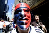 NEW YORK - APRIL 25:  New England Patriots fan Brian Slattery waits for admission to Radio City Music Hall for the 2009 NFL Draft on April 25, 2009 in New York City.  (Photo by Jeff Zelevansky/Getty Images)