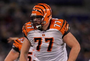 BALTIMORE - NOVEMBER 11:  Offensive lineman Andrew Whitworth #77 of the Cincinnati Bengals plays against the Baltimore Ravens at M&T Bank Staduim on November 11, 2007 in Baltimore, Maryland. Cincinnati defeated Baltimore 21-7.  (Photo by Doug Pensinger/Getty Images)