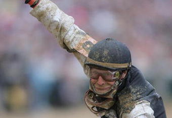 LOUISVILLE, KY - MAY 02:  Jockey Calvin Borel atop Mine That Bird celebrates his win in the 135th running of the Kentucky Derby on May 2, 2009 at Churchill Downs in Louisville, Kentucky.  (Photo by Matthew Stockman/Getty Images)