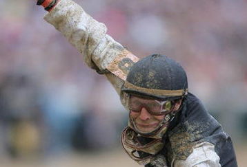 LOUISVILLE, KY - MAY 02:  Jockey Calvin Borel atop Mine That Bird celebrates his win in the 135th running of the Kentucky Derby on May 2, 2009 at Churchill Downs in Louisville, Kentucky.  (Photo by Matthew Stockman/Getty Images)