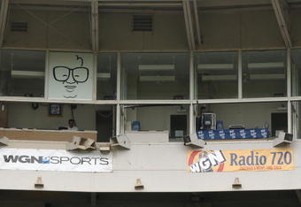 CHICAGO - JUNE 15:  A general view of the WGN television and radio broadcast booths at Wrigley Field on June 15, 2004 in Chicago, Illinois.  (Photo by Jonathan Daniel/Getty Images)