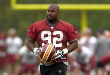 ASHBURN, VA - MAY 1:  Albert Haynesworth #92 of the Washington Redskins walks to drills during minicamp on May 1, 2009 at Redskins Park in Ashurn, Virginia.   (Photo by Mitchell Layton/Getty Images)