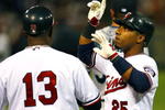 MINNEAPOLIS, MN - APRIL 6:  Alexi Casilla #25 of the Minnesota Twins reacts after singling in the first inning against the Seattle Mariners on Opening Day at the Metrodome on April 6, 2009 in Minneapolis, Minnesota. (Photo by Scott A. Schneider/Getty Images)