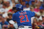 CHICAGO - JULY 16:  Sammy Sosa #21 of the Chicago Cubs bats during a game against the Milwaukee Brewers on July 16, 2004 at Wrigley Field in Chicago, Illinois.  The Brewers defeated the Cubs 3-2.  (Photo by Jonathan Daniel/Getty Images)
