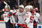 NEW YORK - APRIL 26: (L-R) Alexaner Semin #28,  Alex Ovechkin #8, Nicklas Backstrom #19 and Mike Green #52 of the Washington Capitals celebrate their goal at 16:44 of the second period against the New York Rangers during Game Six of the Eastern Conference Quarterfinal Round of the 2009 NHL Stanley Cup Playoffs at Madison Square Garden on April 26, 2009 in New York, New York. (Photo by Bruce Bennett/Getty Images)
