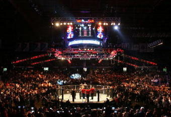 CHICAGO- OCTOBER 25:  People attend the UFC 90 at UFC's Ultimate Fight Night at Allstate Arena on October 25, 2008 in Chicago, Illinois. (Photo by Tasos Katopodis/Getty Images)