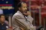 MIAMI - OCTOBER 18:  Head coach Mike Woodson of the Atlanta Hawks watches the preseason game against the Miami Heat at American Airlines Arena on October 18, 2004 in Miami, Florida.  The Heat won 92-82.  NOTE TO USER: User expressly acknowledges and agrees that, by downloading and/or using this Photograph, user is consenting to the terms and conditions of the Getty Images License Agreement. Mandatory Copyright Notice: Copyright 2004 NBAE (Photo by Eliot J. Schechter/Getty Images)