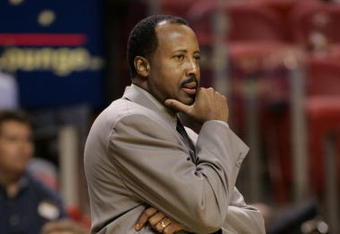 MIAMI - OCTOBER 18:  Head coach Mike Woodson of the Atlanta Hawks watches the preseason game against the Miami Heat at American Airlines Arena on October 18, 2004 in Miami, Florida.  The Heat won 92-82.  NOTE TO USER: User expressly acknowledges and agrees that, by downloading and/or using this Photograph, user is consenting to the terms and conditions of the Getty Images License Agreement. Mandatory Copyright Notice: Copyright 2004 NBAE (Photo by Eliot J. Schechter/Getty Images)