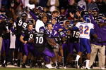 SAN DIEGO, CA - DECEMBER 23:  Players celebrate Safety Stephen Hodges interception to seal the TCU Horned Frogs' 17-16 win over Boise State Broncos during the San Diego County Credit Union Poinsettia Bowl at Qualcomm Stadium on December 23, 2008 in San Diego, California. (Photo by Donald Miralle/Getty Images)