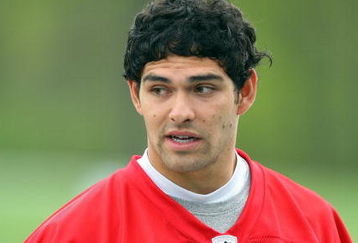 FLORHAM PARK, NJ - MAY 02:  Quarterback Mark Sanchez #6 of the New York Jets looks on during minicamp on May 2, 2009 at the Atlantic Health Jets Training Center in Florham Park, New Jersey.  (Photo by Jim McIsaac/Getty Images)