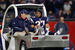 FOXBORO, MA - OCTOBER 20: Rodney Harrison #37 of the New England Patriots is taken off the field after being injured against the Denver Broncos at Gillette Stadium on October 20, 2008 in Foxboro, Massachusetts. The Paytiots won 41-7. (Photo by Jim Rogash/Getty Images)