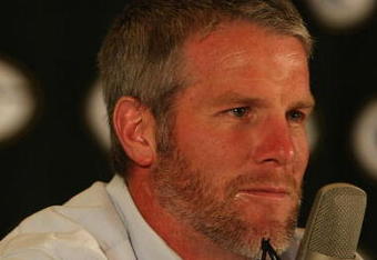 GREEN BAY, WI - MARCH 06: Quarterback Brett Favre of the Green Bay Packers listens to a question at his retirement press conference on March 6, 2008 at Lambeau Field in Green Bay, Wisconsin. (Photo by Jonathan Daniel/Getty Images)