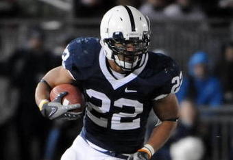 STATE COLLEGE - NOVEMBER 22:  Evan Royster #22 of the Penn State Nittany Lions runs the ball against the Michigan State Spartans on November 22, 2008 at Beaver Stadium in State College, Pennsylvania.  (Photo by Joe Sargent/Getty Images)