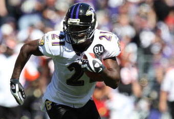 BALTIMORE - SEPTEMBER 7: Cornerback Chris McAlister #21 of the Baltimore Ravens runs with the ball against the Cincinnati Bengals at M&T Bank Stadium on September 7, 2008 in Baltimore, Maryland. The Ravens won 17-10. (Photo by Ned Dishman/Getty Images)