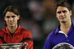 MELBOURNE, AUSTRALIA - FEBRUARY 01:  Roger Federer (R) of Switzerland and Rafael Nadal of Spain pose with their trophies after the men's final match during day fourteen of the 2009 Australian Open at Melbourne Park on  February 1, 2009 in Melbourne, Australia.  (Photo by Lucas Dawson/Getty Images)