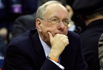 MEMPHIS, TN - MARCH 27:  Head coach Jim Boeheim of the Syracuse Orange looks on from the bench in the second half against the Oklahoma Sooners during the NCAA Men's Basketball Tournament South Regionals at the FedExForum on March 27, 2009 in Memphis, Tennessee. The Sooners defeated the Orange 84-71.  (Photo by Joe Murphy/Getty Images)