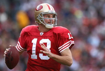 SAN FRANCISCO - DECEMBER 28:  Quarterback Shaun Hill #13 of the San Francisco 49ers passes the ball during the game against the Washington Redskins at Candlestick Park on December 28, 2008 in San Francisco, California. (Photo by: Jonathan Ferrey/Getty Images)
