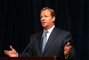 NEW YORK - MAY 13:  Roger Goodell the NFL commissioner addresses the media following his meeting with former New England Patriots video operator Matthew Walsh on May 13, 2008 at the Intercontinental Hotel in New York City. Walsh was there to discuss videotaping practices used by the Patriots in the Spygate controversy.  (Photo by Chris Trotman/Getty Images)