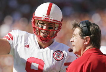 AUSTIN, TX - OCTOBER 27: Quarterback Sam Keller #9 of the Nebraska Cornhuskers talks with head coach Bill Callahan during a game against the Texas Longhorns at Darrell K Royal-Texas Memorial Stadium October 27, 2007 in Austin, Texas. (Photo by Brian Bahr/Getty Images) 