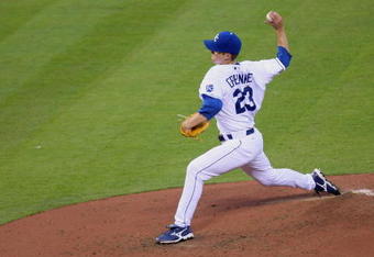 KANSAS CITY, MO - MAY 28:  Zack Greinke #23 of the Kansas City Royals delivers a pitch against the Minnesota Twins on May 28, 2008 at Kauffman Stadium in Kansas City, Missouri. (Photo by G. Newman Lowrance/Getty Images)