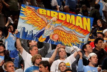 DENVER - APRIL 19:  Fans hold up a sign in support of 'The Birdman', Chris Andersen #11 of the Denver Nuggets as they face the New Orleans Hornets defends in Game One of the Western Conference Quarterfinals during the 2009 NBA Playoffs at Pepsi Center on April 19, 2009 in Denver, Colorado. The Nuggets defeated the Hornets 113-84.  NOTE TO USER: User expressly acknowledges and agrees that, by downloading and or using this photograph, User is consenting to the terms and conditions of the Getty Images License Agreement.  (Photo by Doug Pensinger/Getty Images)