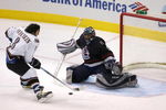 DALLAS - JANUARY 23:  Eastern Conference All-Star Alex Ovechkin #8 of the Washington Capitals scores a goal against Western Conference All-Star goaltender Roberto Luongo #1 of the Vancouver Canucks during the 'Shootout' in the 2007 NHL All-Star Skills Game on January 23, 2007 at the American Airlines Center in Dallas, Texas.  (Photo by Jeff Gross/Getty Images)