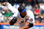 NEW YORK - APRIL 29:  Johan Santana #57 of the New York Mets delivers a pitch against the Florida Marlins on April 29, 2009 at Citi Field in the Flushing neighborhood of the Queens borough of New York City. The Marlins defeated the Mets 4-3.  (Photo by Jim McIsaac/Getty Images)