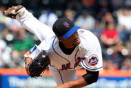 NEW YORK - APRIL 29: Johan Santana #57 of the New York Mets delivers a pitch against the Florida Marlins on April 29, 2009 at Citi Field in the Flushing neighborhood of the Queens borough of New York City. The Marlins defeated the Mets 4-3. (Photo by Jim McIsaac/Getty Images)