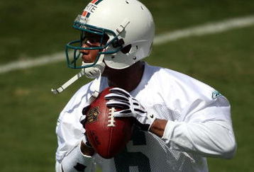 DAVIE, FL - MAY 02:  Rookie quarterback Pat White  #6 of the Miami Dolphins drops back to pass during mini camp on May 2, 2009 at the Miami Dolphins Training facility in Davie, Florida.  (Photo by Marc Serota/Getty Images)