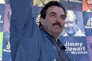 E367312 07: Tom Selleck, honorary co-host, starts the Nineteenth Annual Jimmy Stewart Relay Marathon April 9, 2000 held at Griffith Park in Los Angeles, CA. (Photo by Chris Weeks)