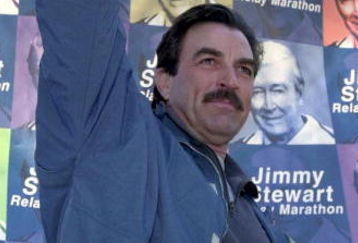 E367312 07: Tom Selleck, honorary co-host, starts the Nineteenth Annual Jimmy Stewart Relay Marathon April 9, 2000 held at Griffith Park in Los Angeles, CA. (Photo by Chris Weeks)