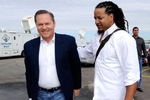 GLENDALE, AZ - MARCH 05:  Manny Ramirez #99 (R) of the Los Angeles Dodgers arrives from Los Angeles with agent Scott Boras on March 5, 2009, at Camelback Ranch in Glendale, Arizona.  Ramirez signed with the Dodgers to a two-year contract with a player option following the first season.  (Photo by Kevork Djansezian/Getty Images)