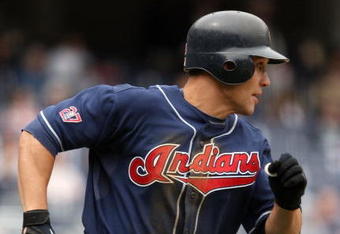 NEW YORK - APRIL 19:  Grady Sizemore #24 of the Cleveland Indians bats against the New York Yankees at Yankee Stadium on April 19, 2009 in the Bronx borough of New York City.  (Photo by Ezra Shaw/Getty Images)