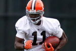 BEREA, OH - MAY 02:  Mohamed Massaquoi #11 of the Cleveland Browns runs a drill during rookie mini camp at the Cleveland Browns Training and Administrative Complex on May 2, 2009 in Berea, Ohio.  (Photo by Gregory Shamus/Getty Images)