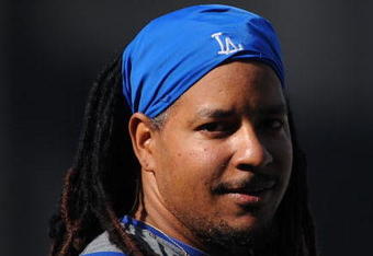 LOS ANGELES, CA - APRIL 30:  Portrait of Manny Ramirez #99 of the Los Angeles Dodgers during batting practice before the game between the San Francisco Giants at Dodger Stadium on April 30, 2009 in Los Angeles, California.  (Photo by Harry How/Getty Images)