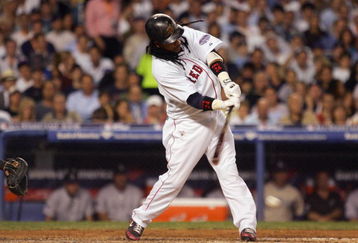 NEW YORK - JULY 15:  American League All-Star Manny Ramirez #24 of the Boston Red Sox swings at a pitch during the 79th MLB All-Star Game at Yankee Stadium on July 15, 2008 in the Bronx borough of New York City.  (Photo by Jim McIsaac/Getty Images)